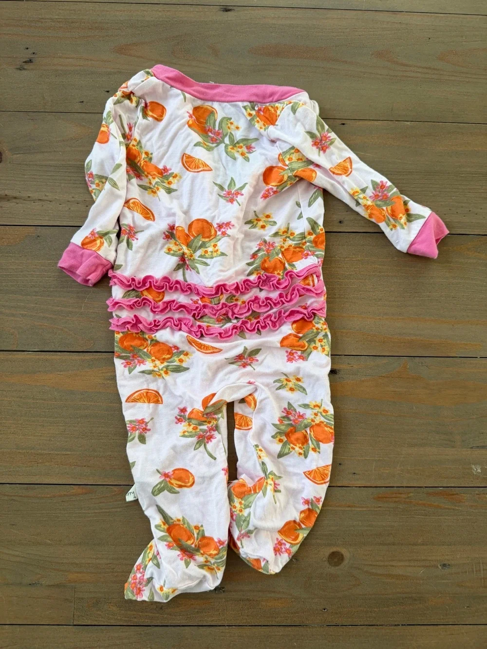 Like New Milkberry Bamboo Rayon Orange Print Zip Sleeper - 0-3 Months